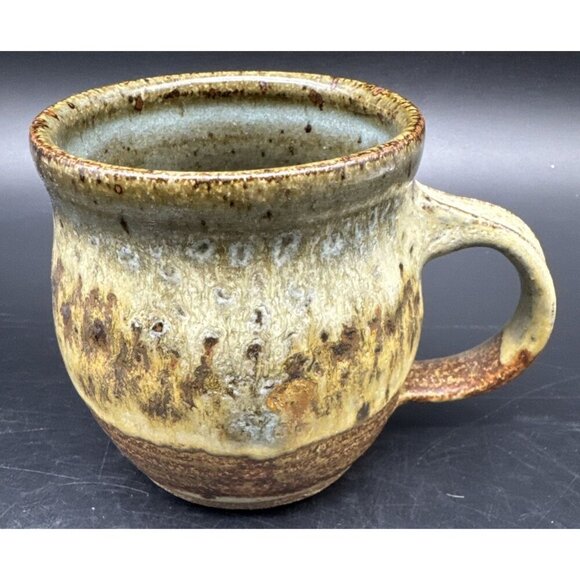 VTG Studio Art Pottery Mixed Artist Brown Coffee Tea Mug Set Of 4 Signed - Picture 16 of 16